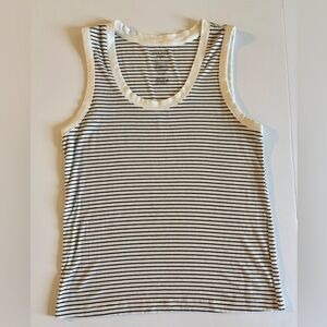 Nine West Black & White Striped Rib Tank